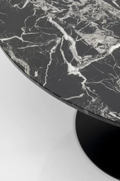 Stół do jadalni czarny blat MDF imitacja marmuru Ø110 cm