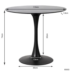 Stół do jadalni czarny blat MDF noga stalowa Ø110 cm