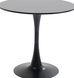 Stół do jadalni czarny blat MDF noga stalowa Ø80 cm
