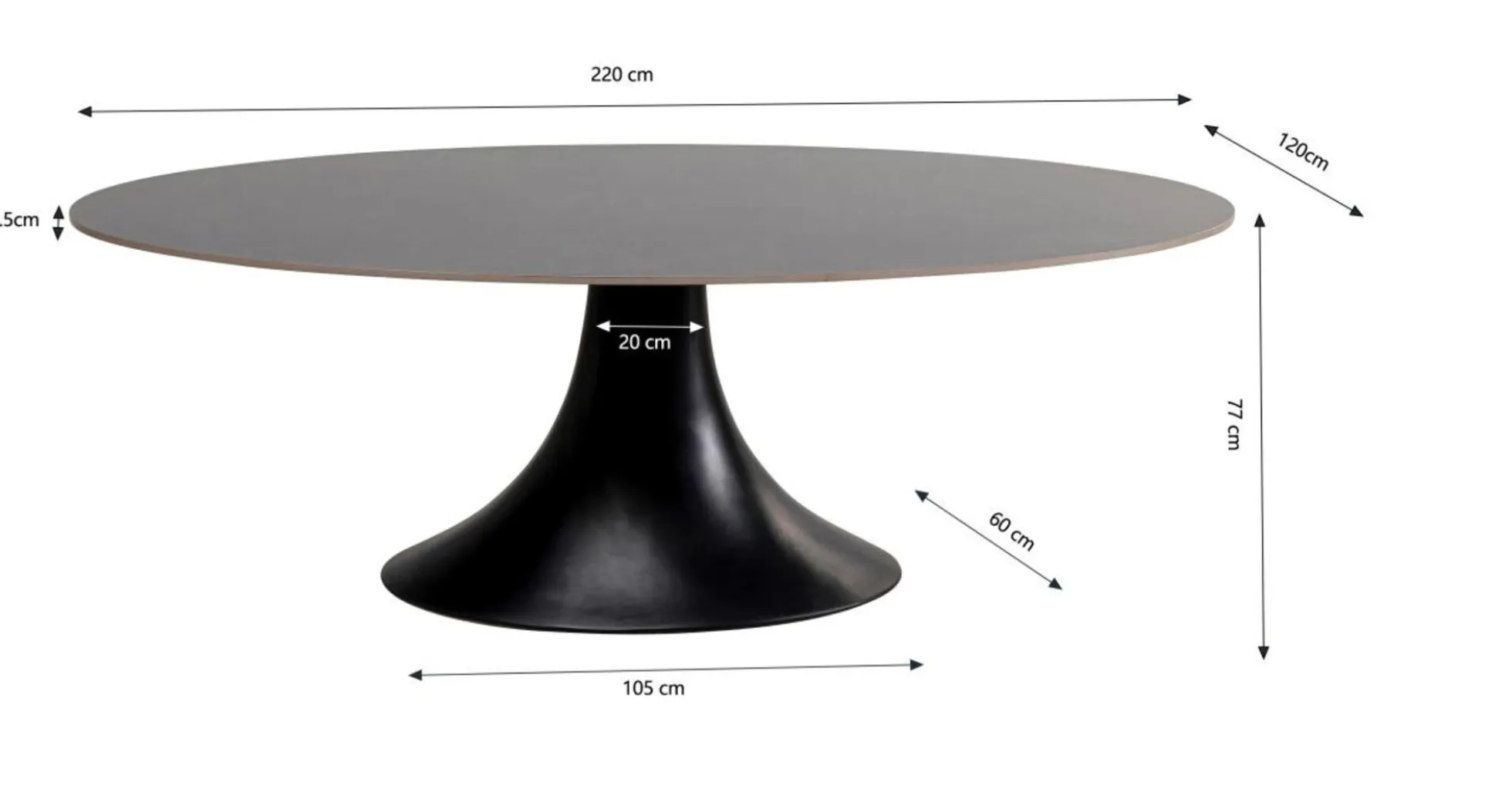 Stół Grande Possibilita 220x120 cm czarny - blat marmur
