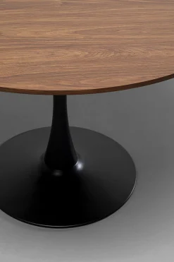 Stół loft w okleinie orzech włoski noga czarna Ø110 cm