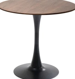 Stół loft w okleinie orzech włoski noga czarna Ø80 cm
