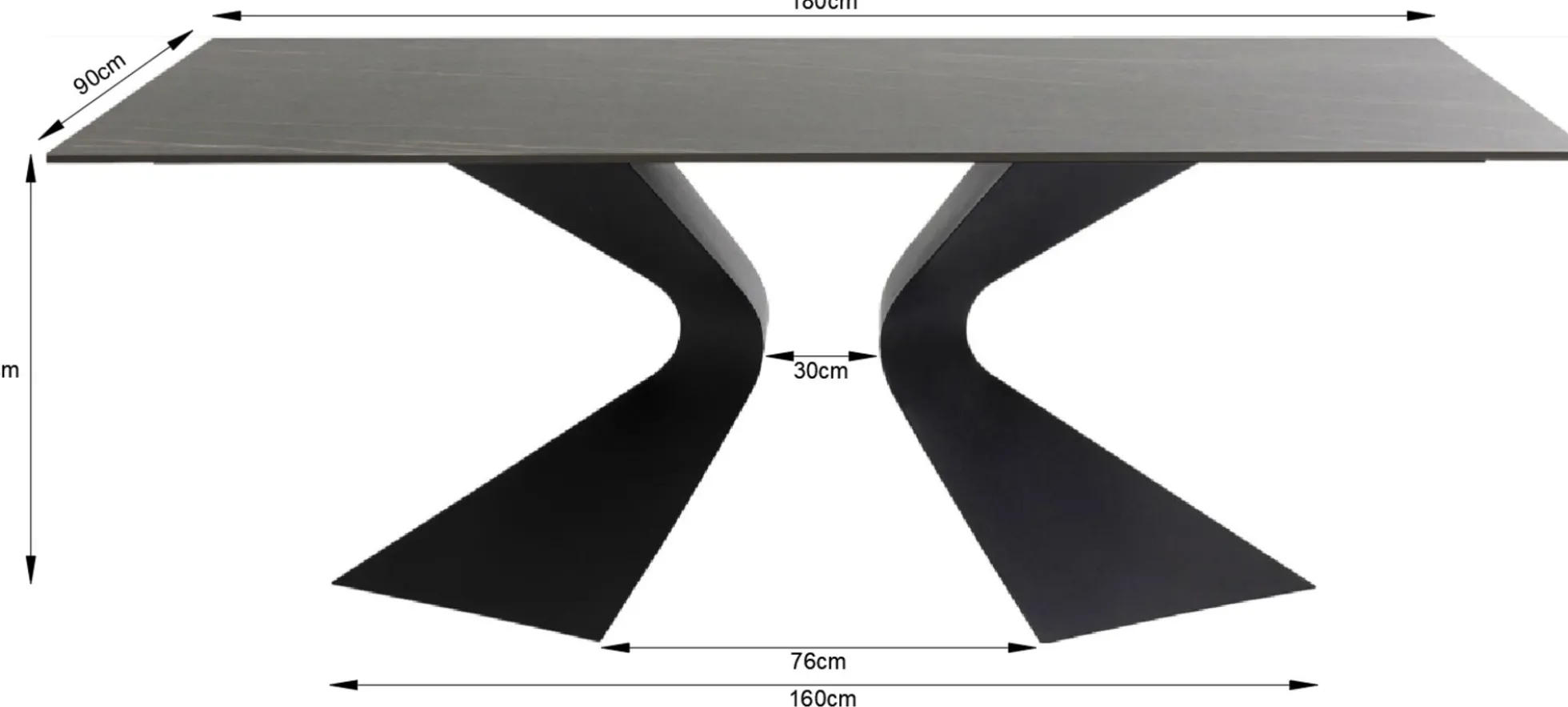Stół ogrodowy czarny blat ceramika nogi aluminium 180x90 cm