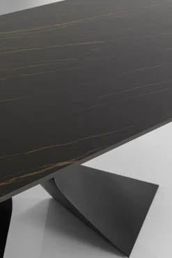 Stół ogrodowy czarny blat ceramika nogi aluminium 180x90 cm