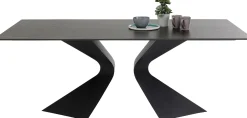 Stół ogrodowy czarny blat ceramika nogi aluminium 180x90 cm
