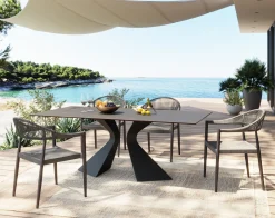 Stół ogrodowy czarny blat ceramika nogi aluminium 180x90 cm