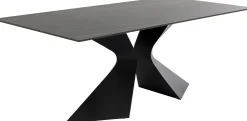 Stół ogrodowy czarny blat ceramika nogi aluminium 180x90 cm