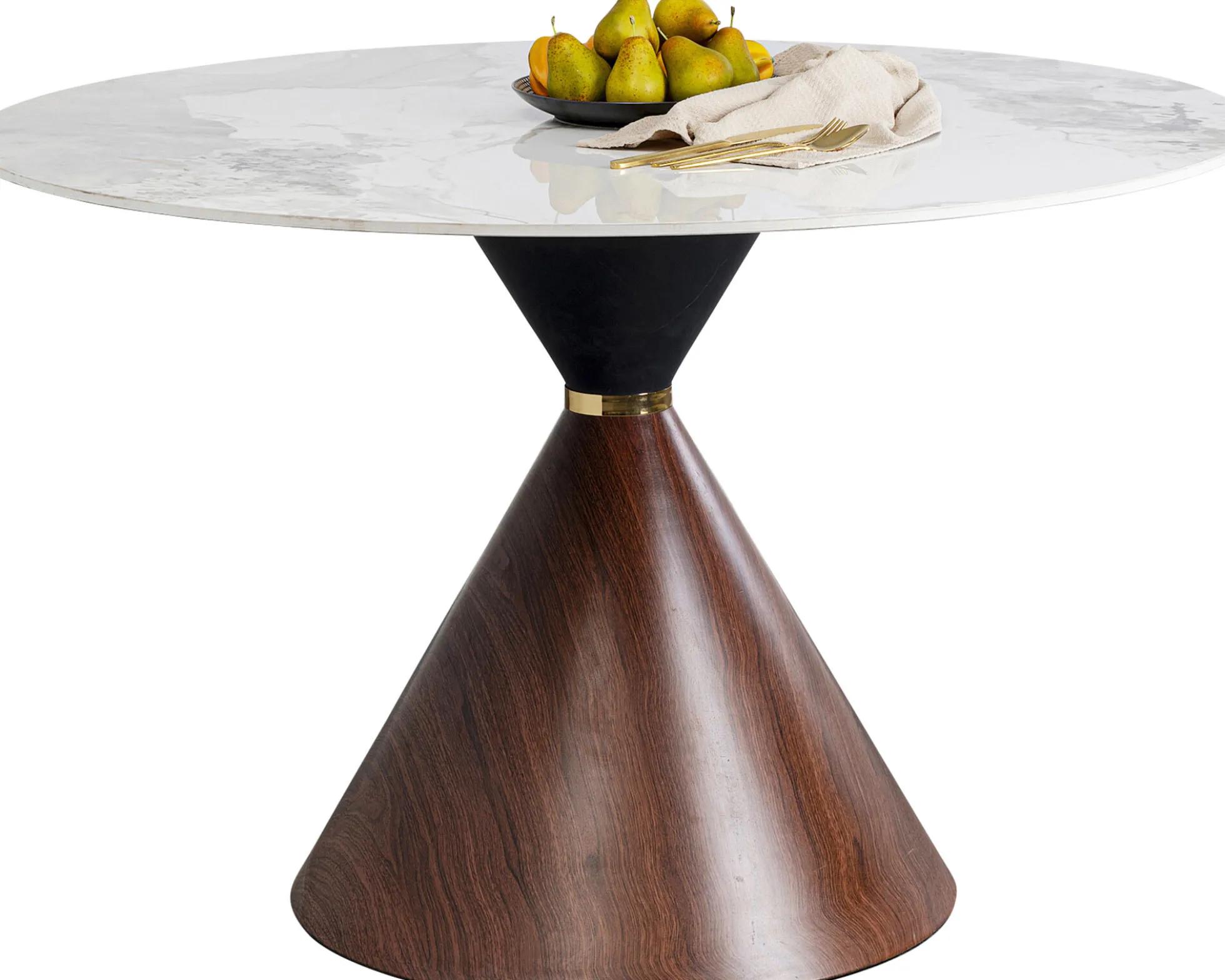Stół okrągły blat ceramiczny biały Ø120 cm podstawa stalowa