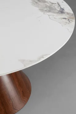 Stół okrągły blat ceramiczny biały Ø120 cm podstawa stalowa