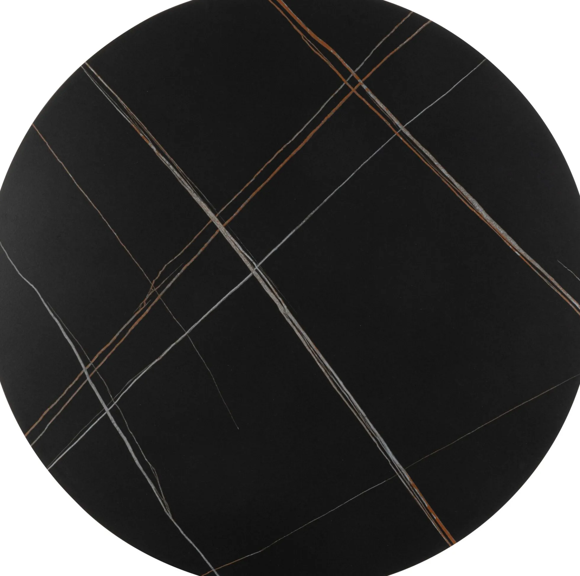 Stół okrągły blat ceramiczny czarny podstawa stalowa Ø120 cm