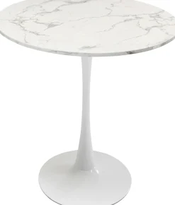 Stół okrągły blat MDF imitacja marmuru biały Ø80 cm