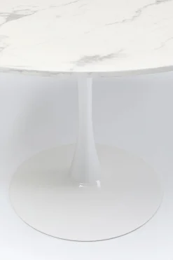 Stół okrągły blat MDF imitacja marmuru biały Ø80 cm