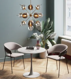 Stół okrągły blat MDF imitacja marmuru biały Ø80 cm