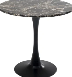 Stół okrągły blat MDF imitacja marmuru czarny Ø80 cm