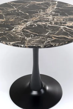 Stół okrągły blat MDF imitacja marmuru czarny Ø80 cm