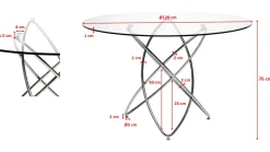 Stół okrągły czarny blat szklany imitacja marmuru nogi stalowe Ø120 cm