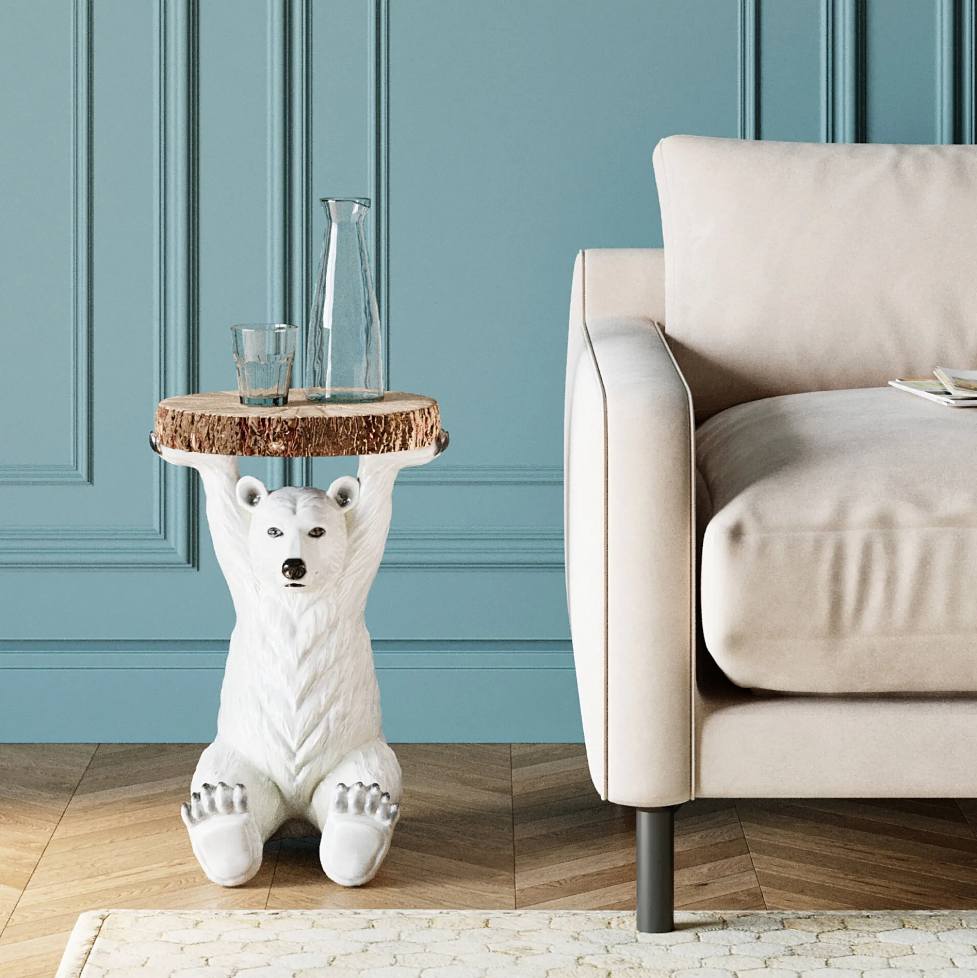 Stolik Bear ∅37 cm biały