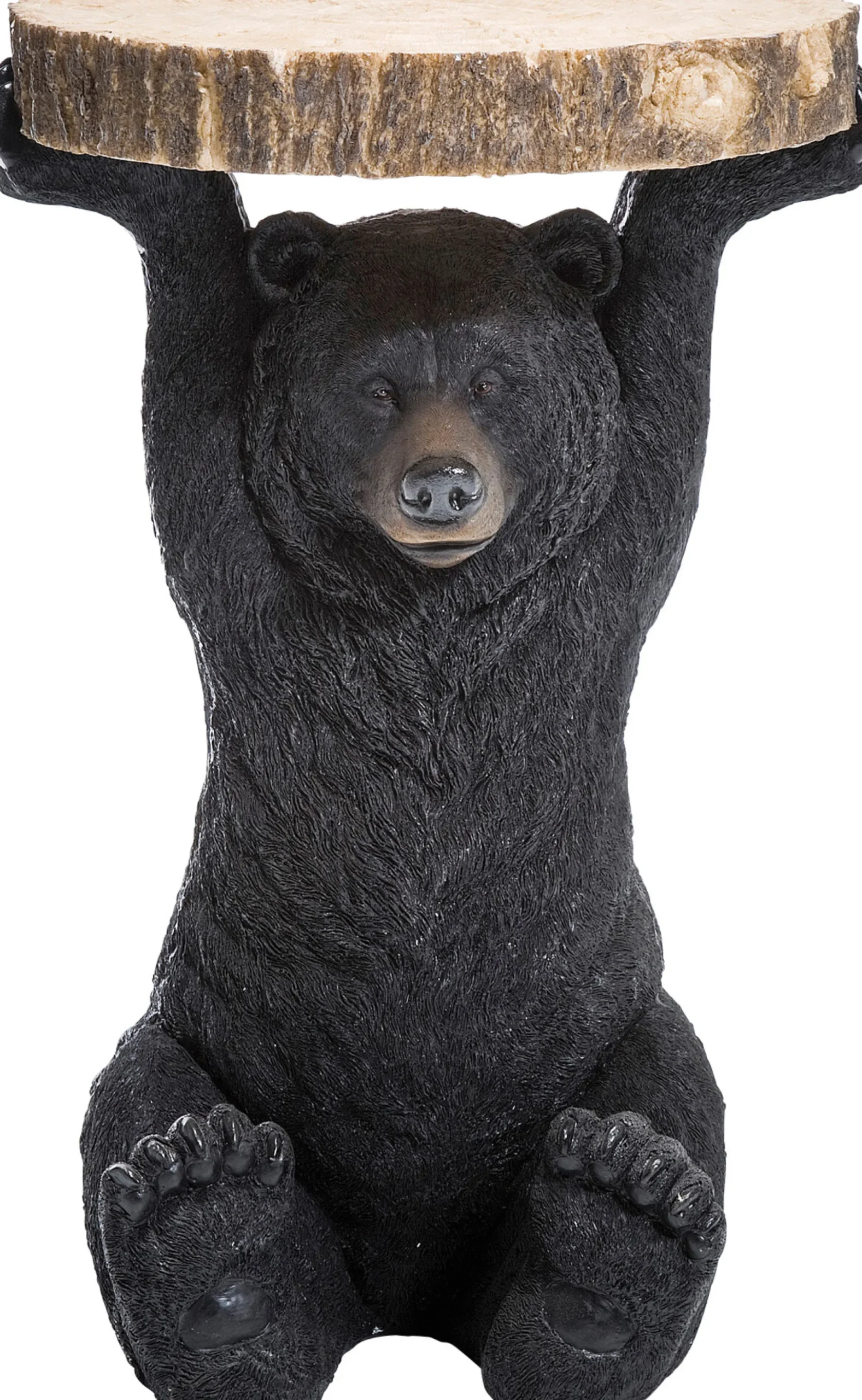 Stolik Bear Ø33x53 cm czarno-drewniany