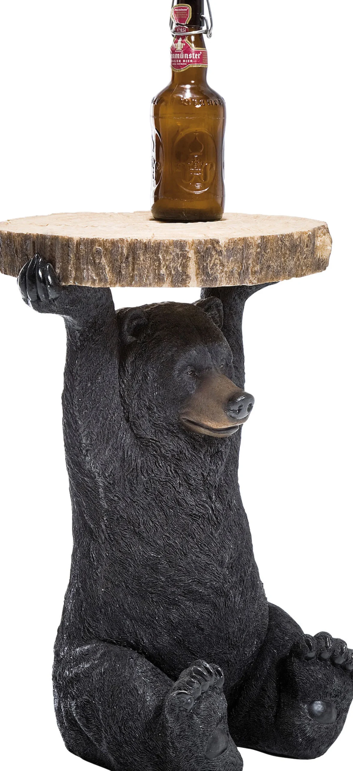 Stolik Bear Ø33x53 cm czarno-drewniany
