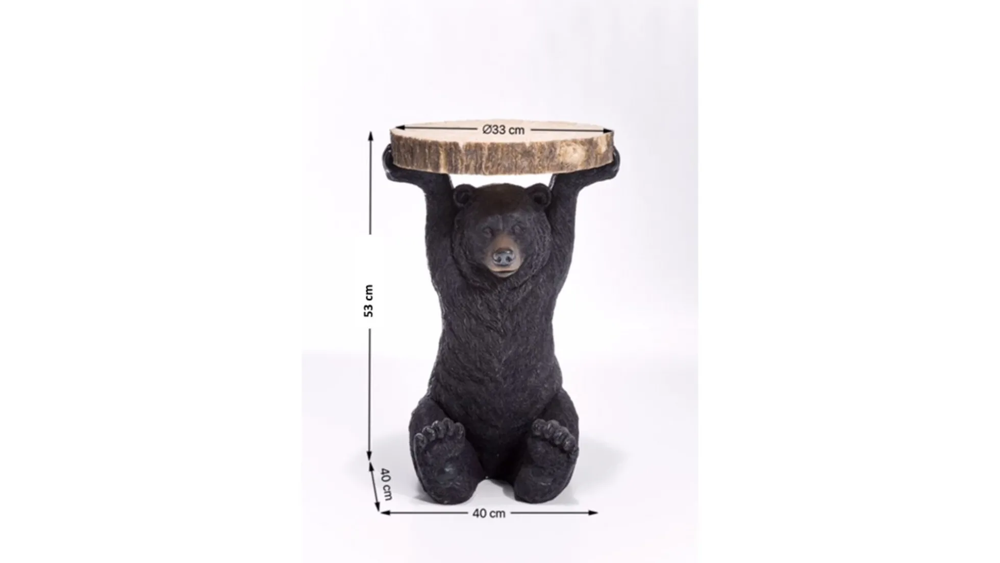 Stolik Bear Ø33x53 cm czarno-drewniany