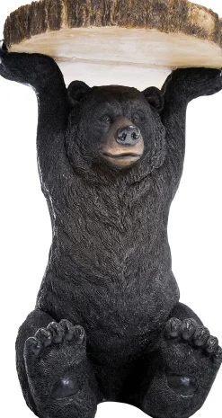 Stolik Bear Ø33x53 cm czarno-drewniany