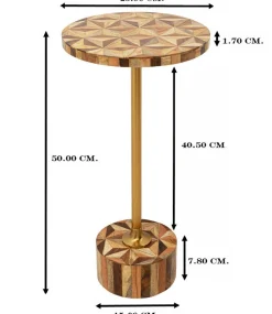 Stolik Domero Geo Ø25xH50 cm brązowo-naturalny