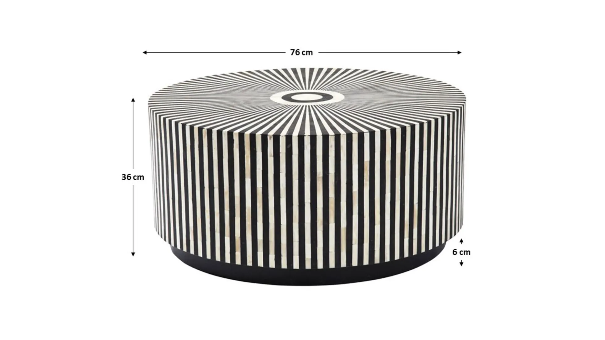 Stolik kawowy Electra Ø75 cm czarno-biały