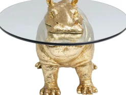 Stolik kawowy Hippo 80 cm złoty - blat szklany