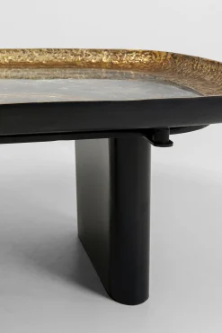 Stolik kawowy marmur i aluminium szaro-złoty 123x76 cm