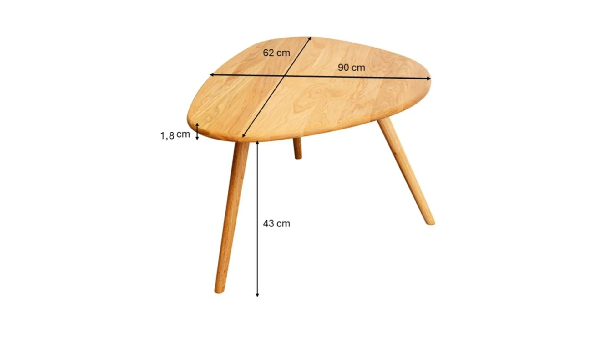 Stolik kawowy naturalny z drewna dębowego 90x62 cm