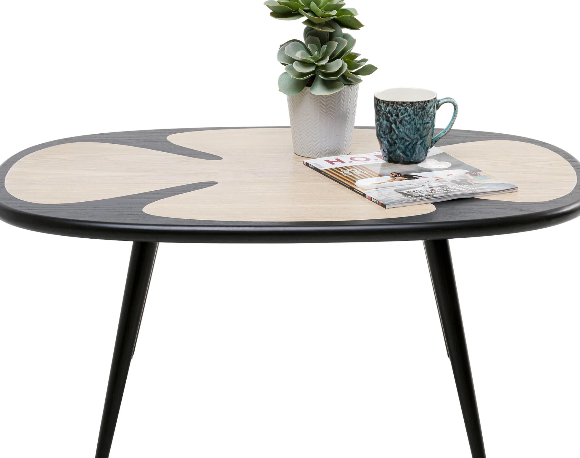 Stolik kawowy Petal Nature czarno-naturalny 90x60cm