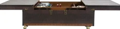 Stolik kawowy rozkładany Bar Colonial 120x75 cm brązowy ekoskóra