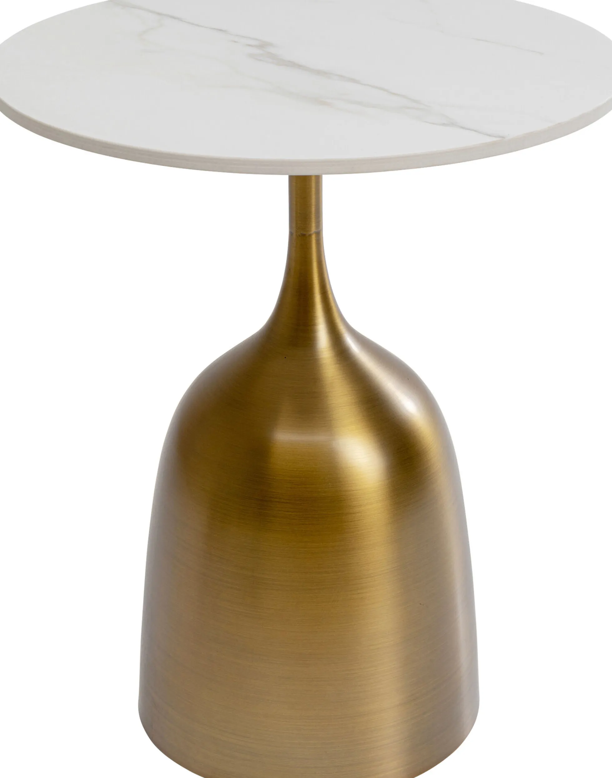 Stolik pomocniczy blat biały ceramiczny podstawa stalowa złota Ø45 cm