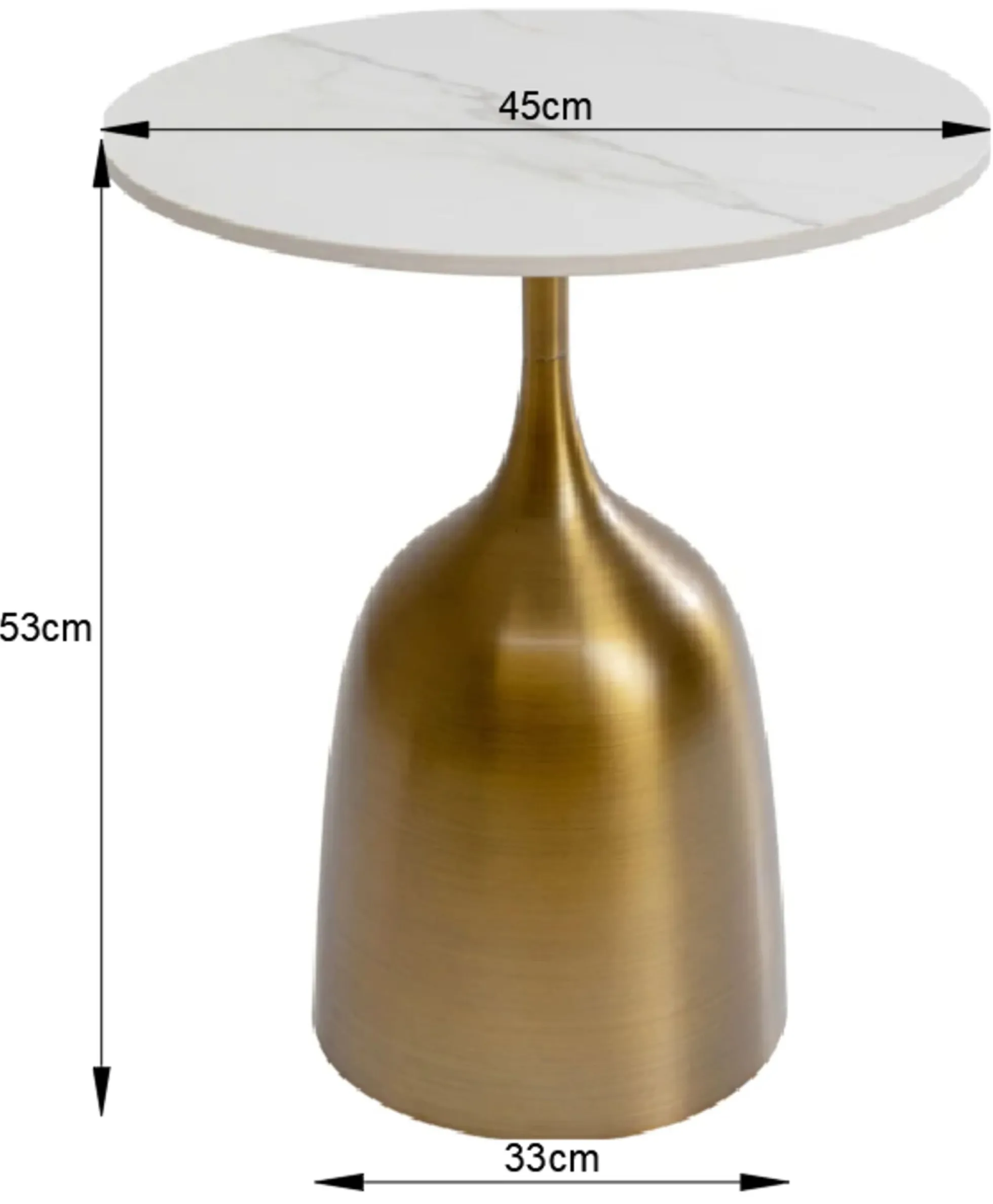 Stolik pomocniczy blat biały ceramiczny podstawa stalowa złota Ø45 cm