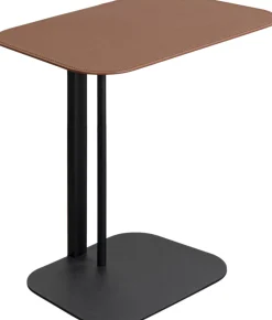 Stolik pomocniczy czarno-brązowy blat tapicerowany 61x39 cm
