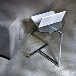 Stolik pomocniczy Easy Living Ø46 cm transparentno-srebrny