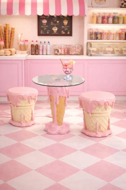 Stolik Pomocniczy Ice Cream Różowy Ø37cm