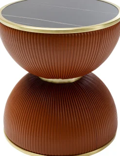 Stolik pomocniczy okrągły brązowy blat czarny Ø47 cm