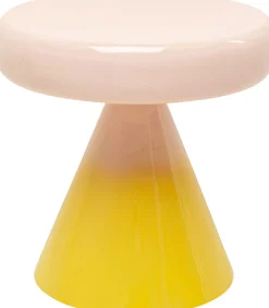 Stolik pomocniczy okrągły różowo-żółty stal emaliowana Ø42 cm