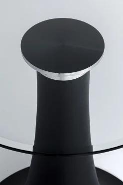 Stół owalny ze szklanym blatem i czarną aluminiową podstawą 180x120 cm