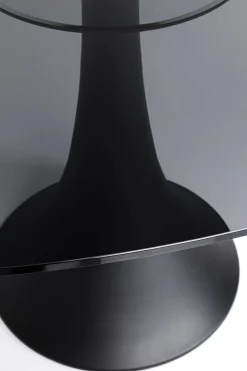 Stół owalny ze szklanym blatem i czarną aluminiową podstawą 180x120 cm