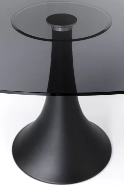 Stół owalny ze szklanym blatem i czarną aluminiową podstawą 180x120 cm