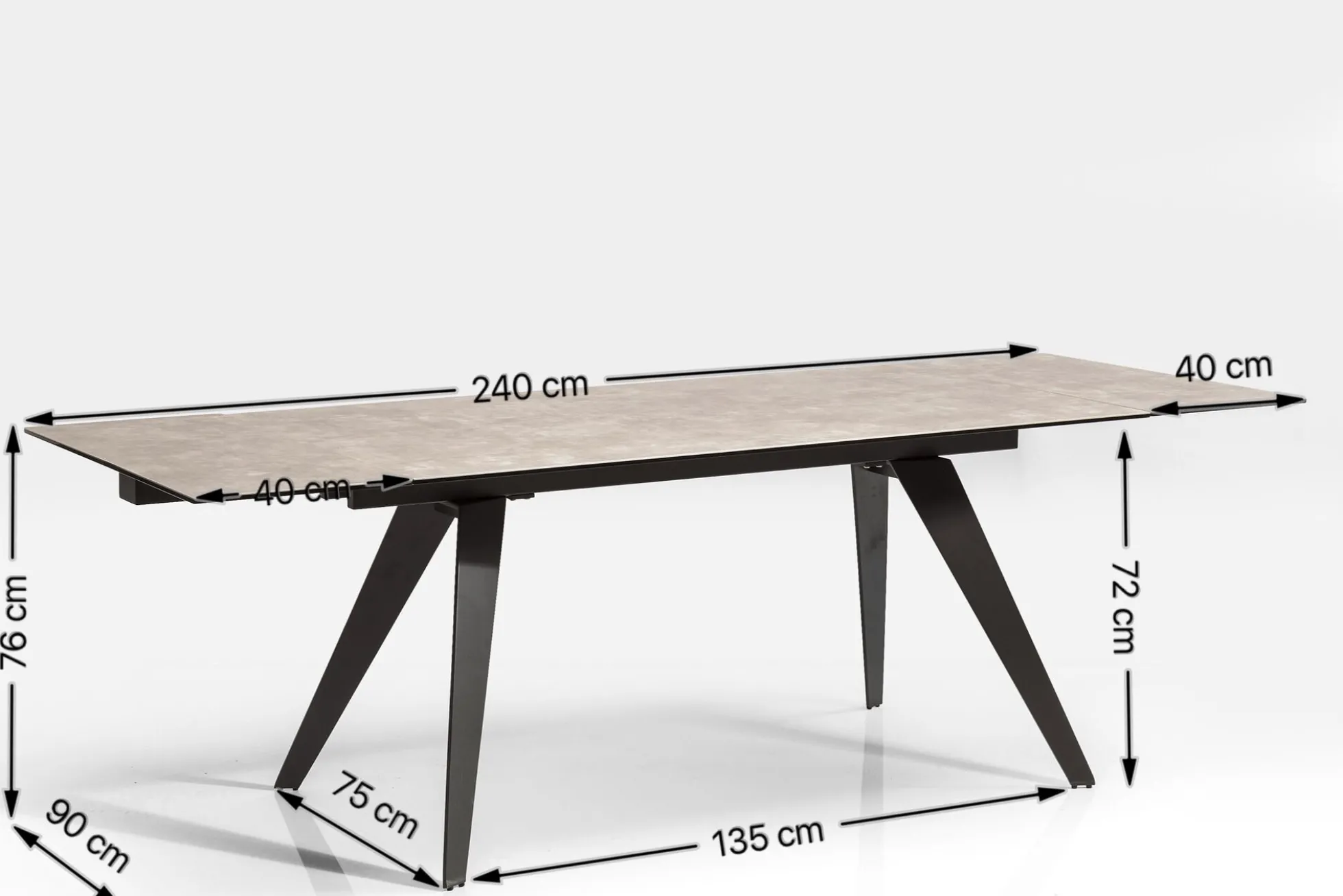 Stół rozkładany Amsterdam 160-240x90 cm szary