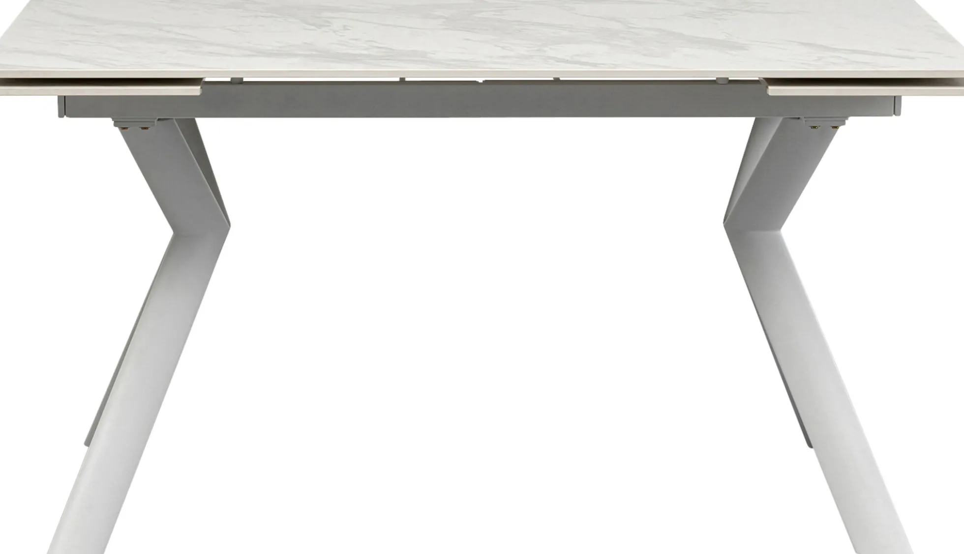 Stół rozkładany biały blat ceramiczny nogi stalowe 140-200x80 cm