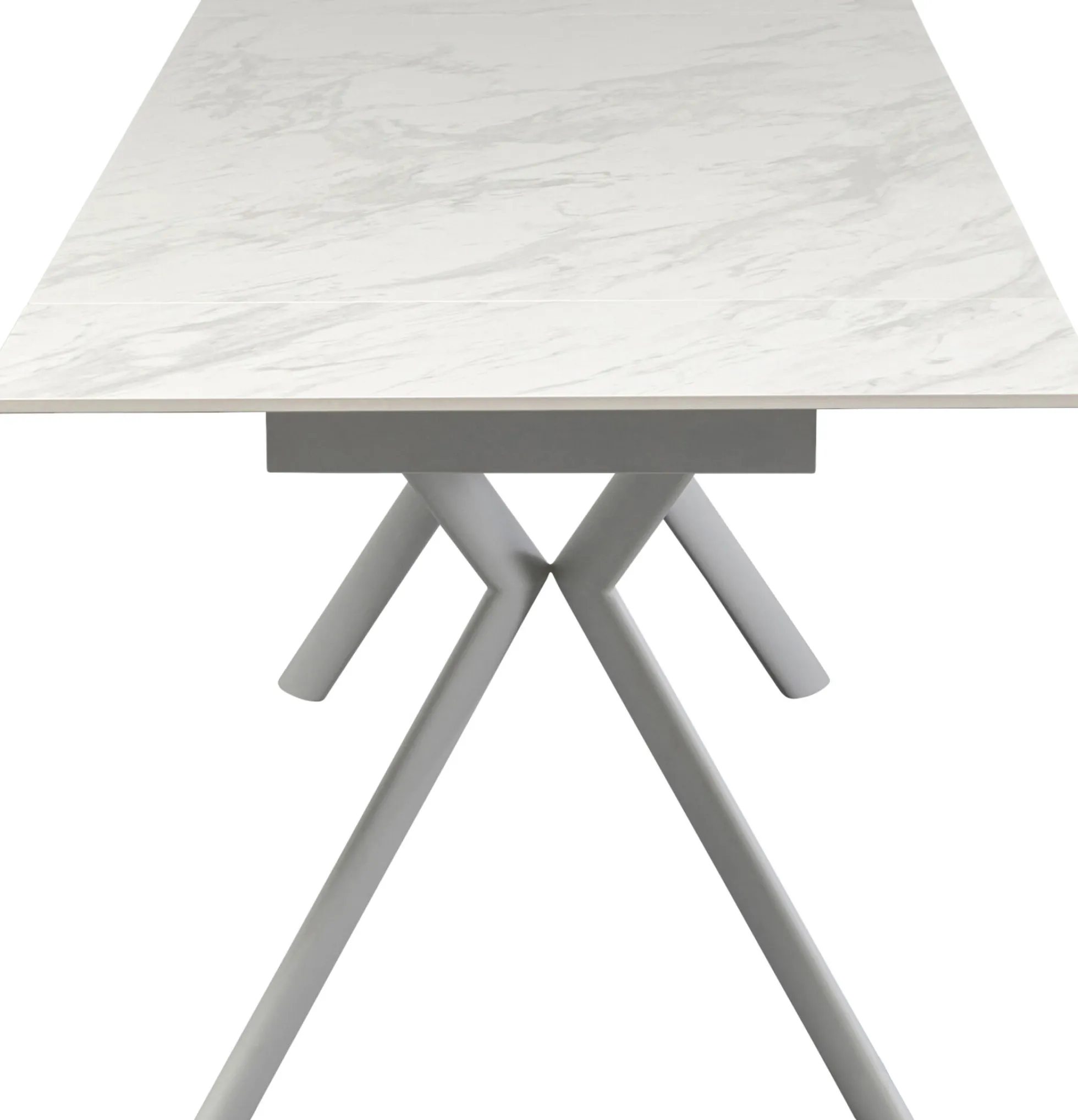 Stół rozkładany biały blat ceramiczny nogi stalowe 140-200x80 cm