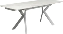Stół rozkładany biały blat ceramiczny nogi stalowe 140-200x80 cm
