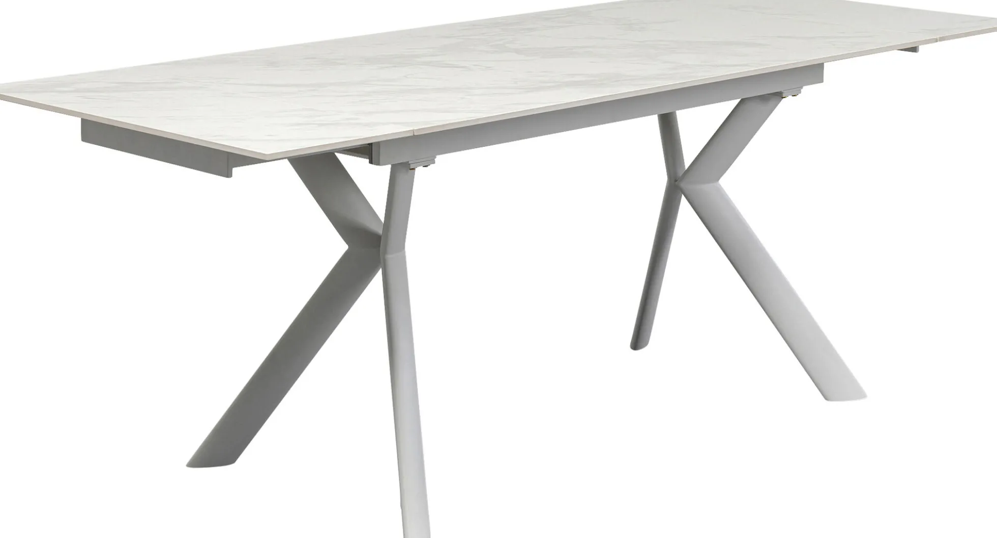 Stół rozkładany biały blat ceramiczny nogi stalowe 140-200x80 cm