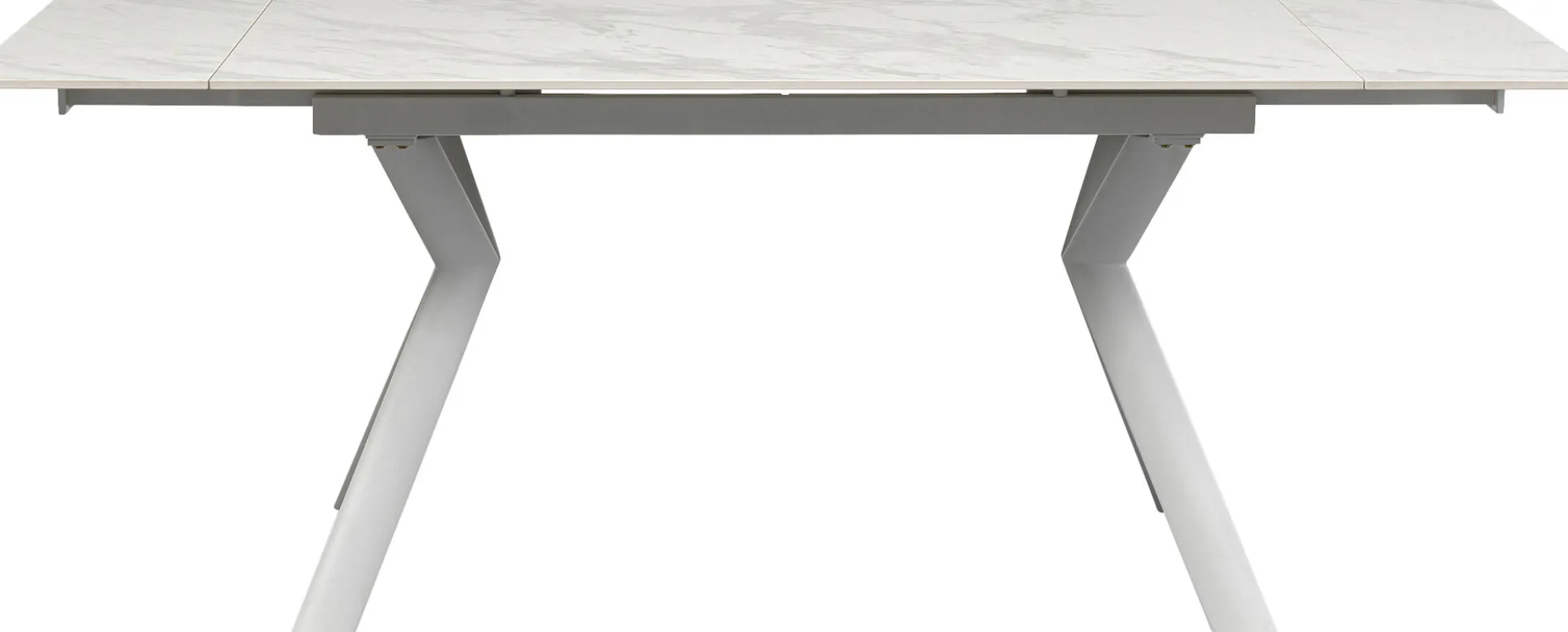 Stół rozkładany biały blat ceramiczny nogi stalowe 140-200x80 cm