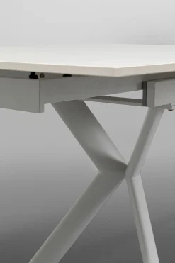 Stół rozkładany biały blat ceramiczny nogi stalowe 140-200x80 cm