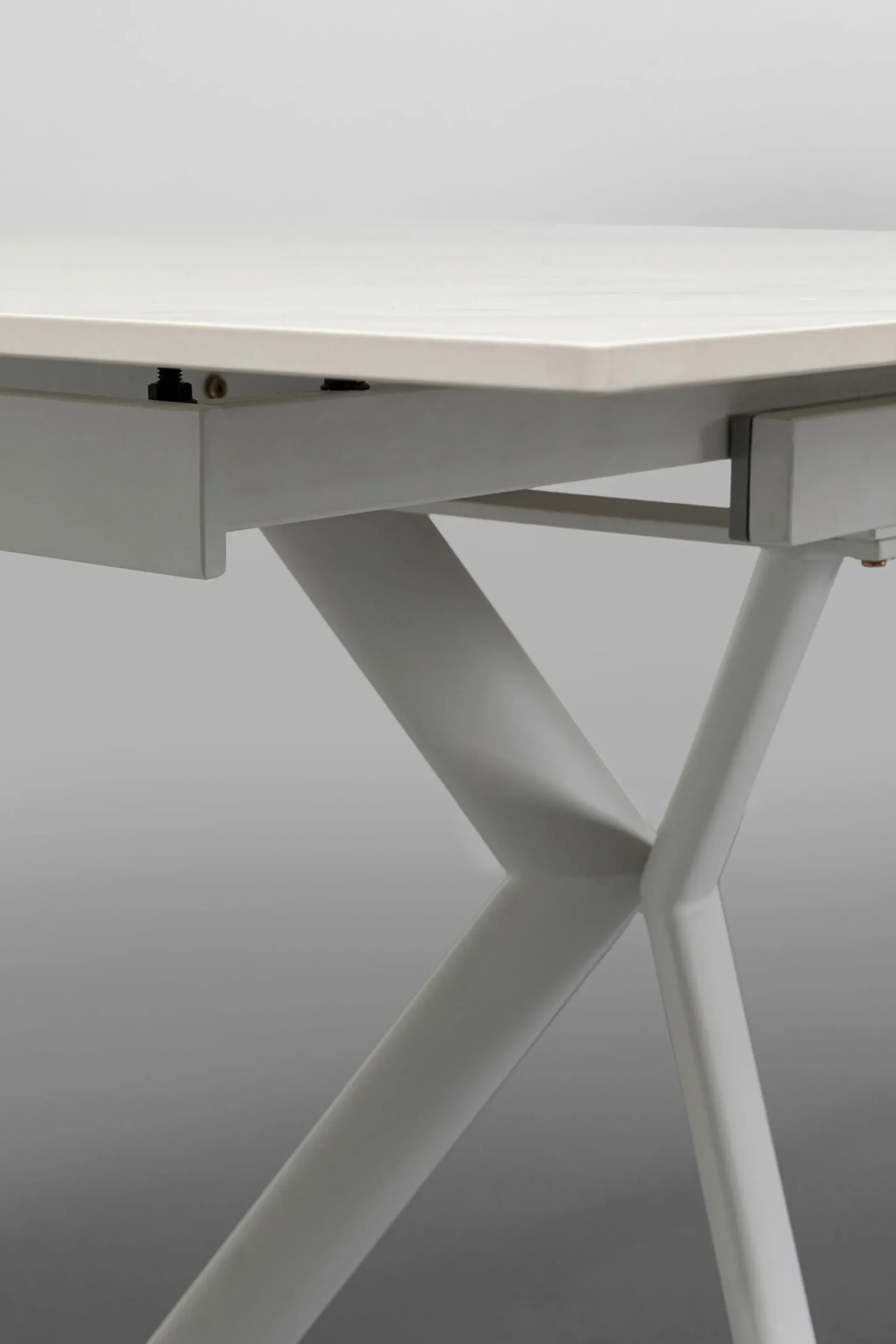 Stół rozkładany biały blat ceramiczny nogi stalowe 140-200x80 cm